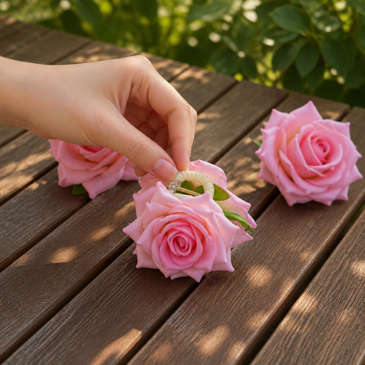Petalyn – Fabric Rose Claw Clip (2-pack)