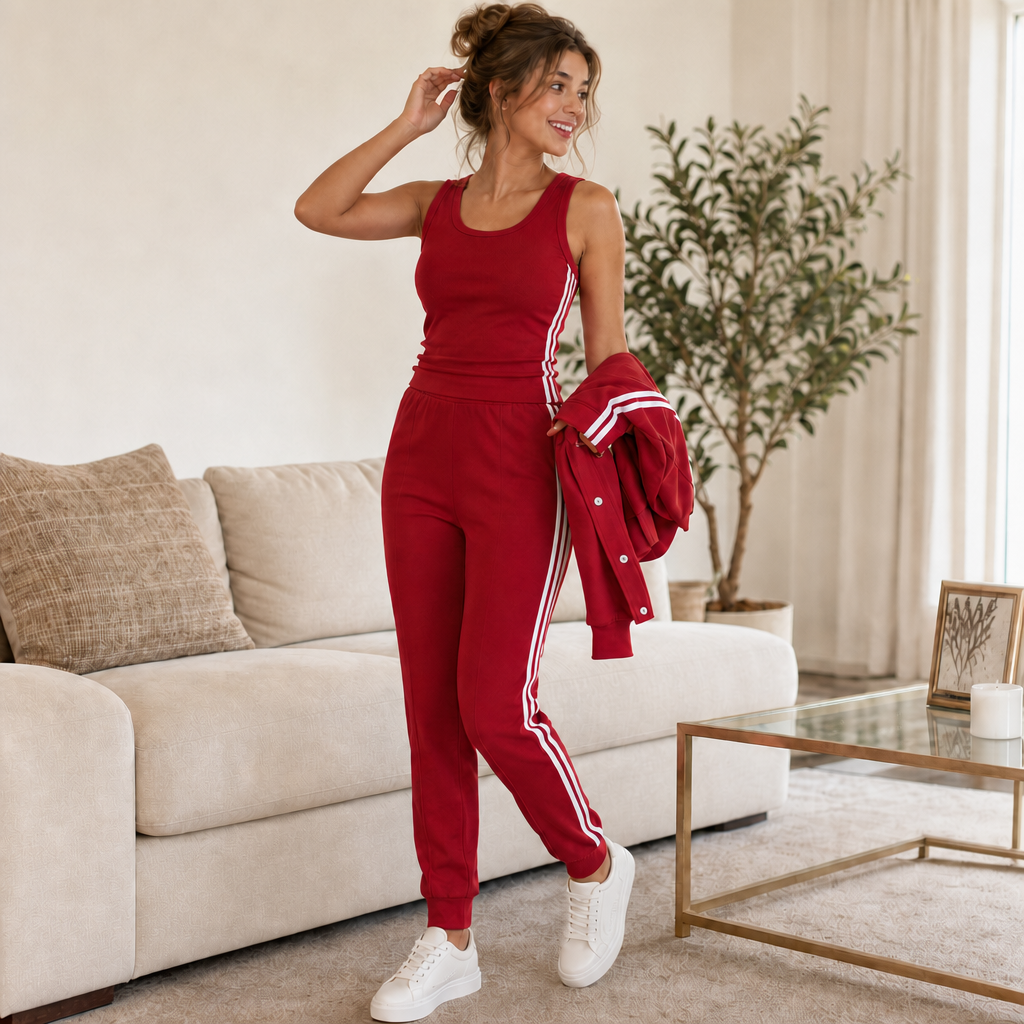 Wearbella – 3-Piece Cropped Jacket,Tank And Jogger Set
