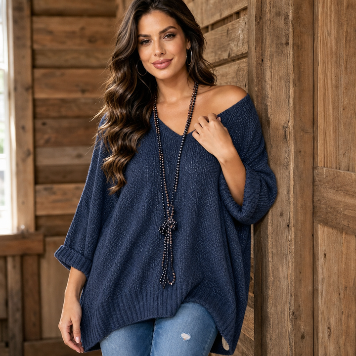 Airloom – Oversized Open-Knit V-Neck Sweater