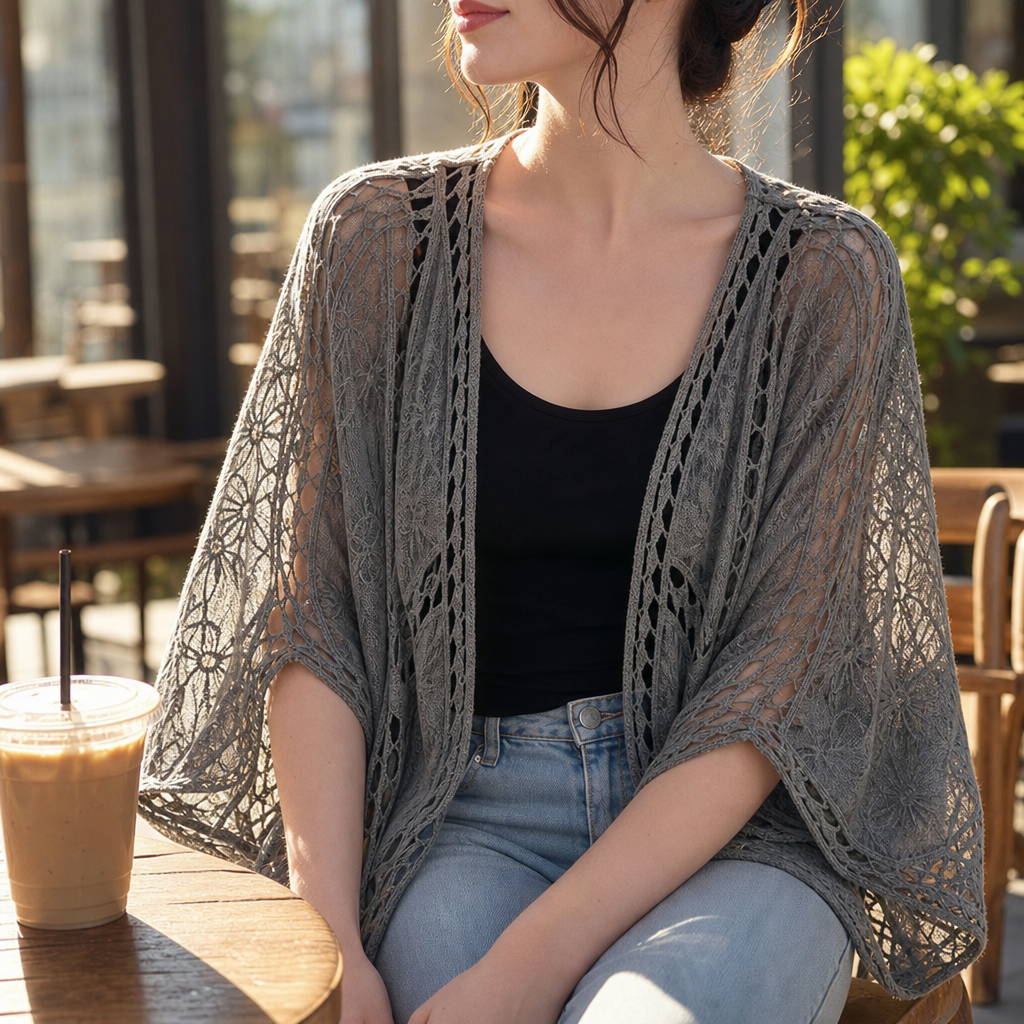 Lunaveil – Openwork Lace Oversized Cardigan