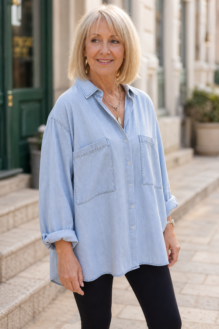 Wearbella – Oversized Soft Chambray Denim Shirt