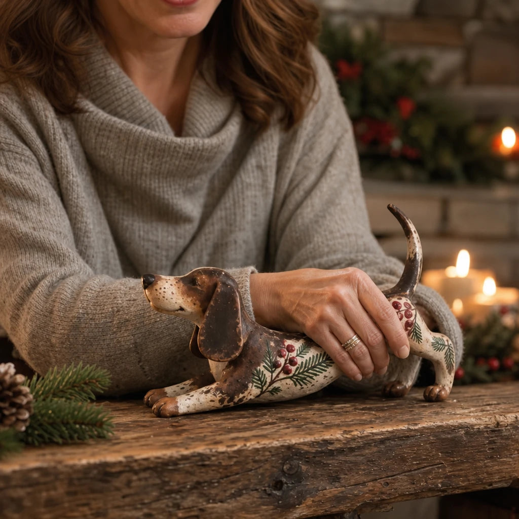 Dashwood Hollow – Hand-Painted Dachshund Christmas Figurine