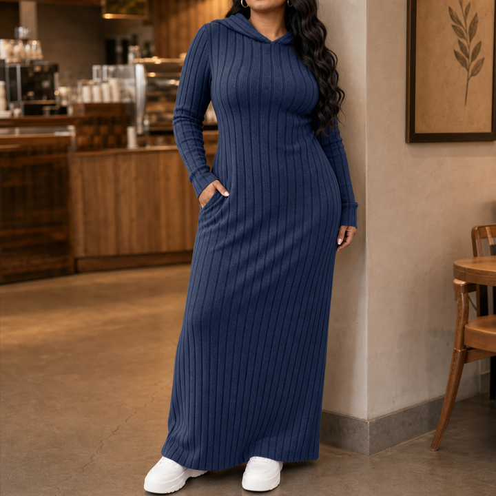 Lunarobe – Ribbed Hooded Maxi Dress With Pockets