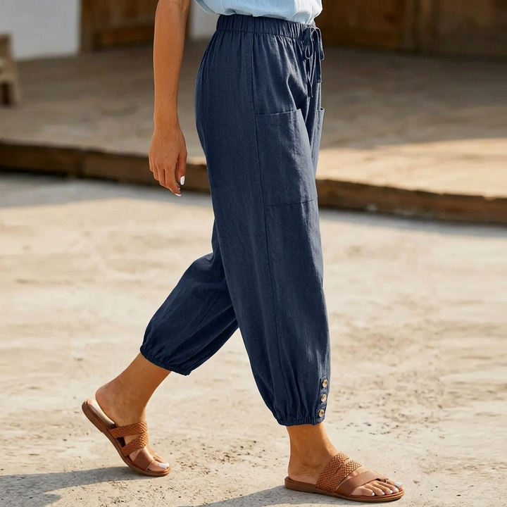 Brezia™ – Relaxed Fit Cotton Linen Capris