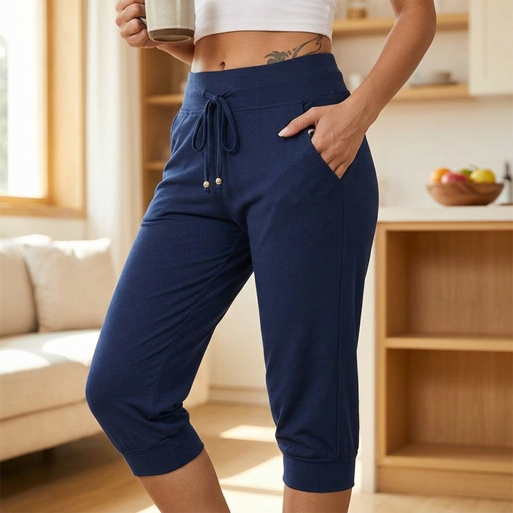 Lunara™ – Soft Cotton Drawstring Capri Joggers