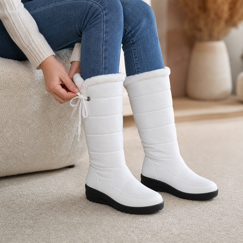 Calevra – Drawstring Over-The-Knee Quilted Snow Boots