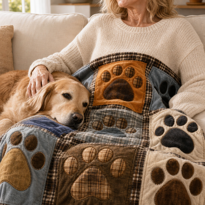 Pawhaven – Printed Paw-Print Flannel Blanket