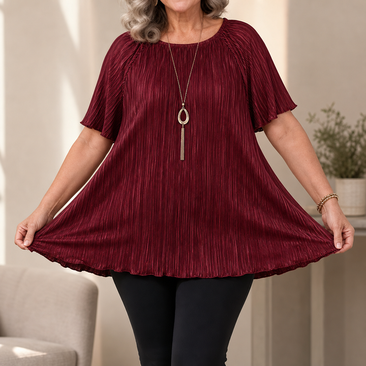 Wearbella – Pleated Wide-Fit Button-Up Blouse