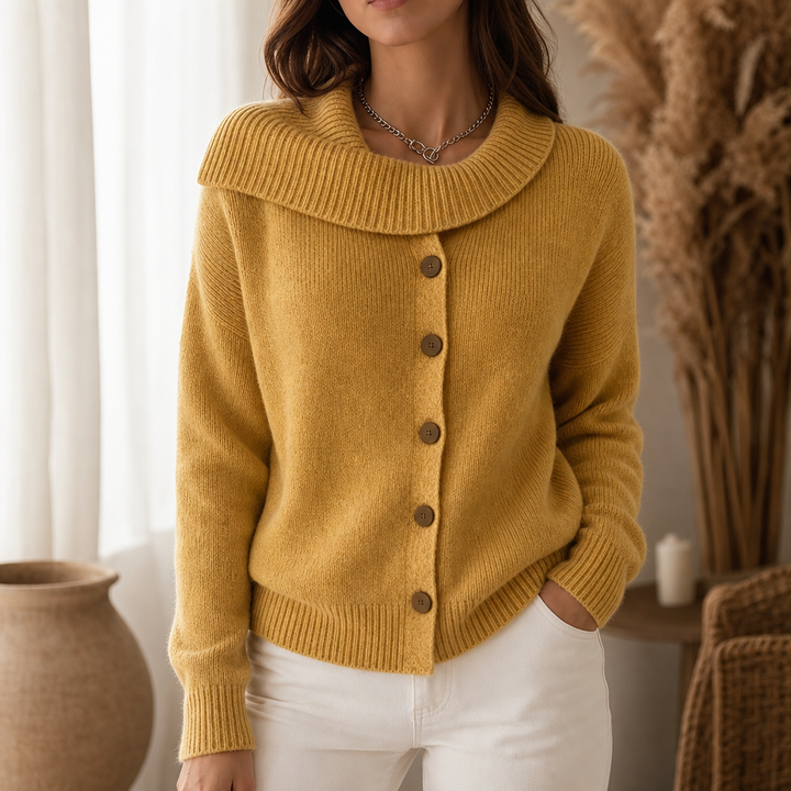 Draperie – Oversized Waterfall Collar Knit Cardigan