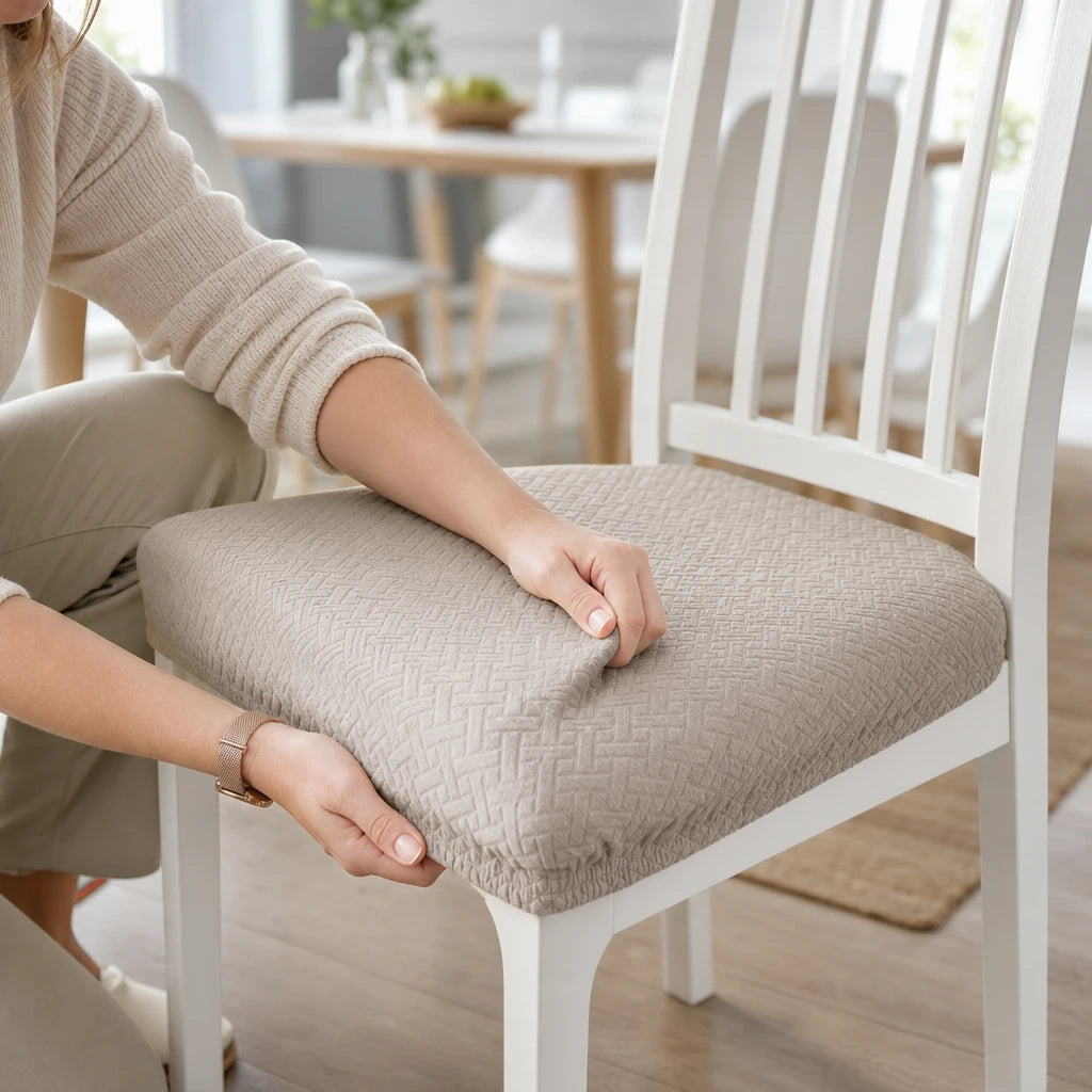 Jacquard Haven – Waterproof Stretch Jacquard Dining Chair Seat Cover