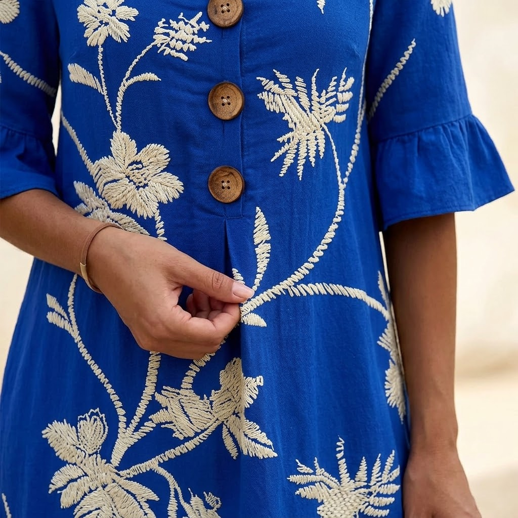 Solenya – Women's Embroidered Floral Midi Dress