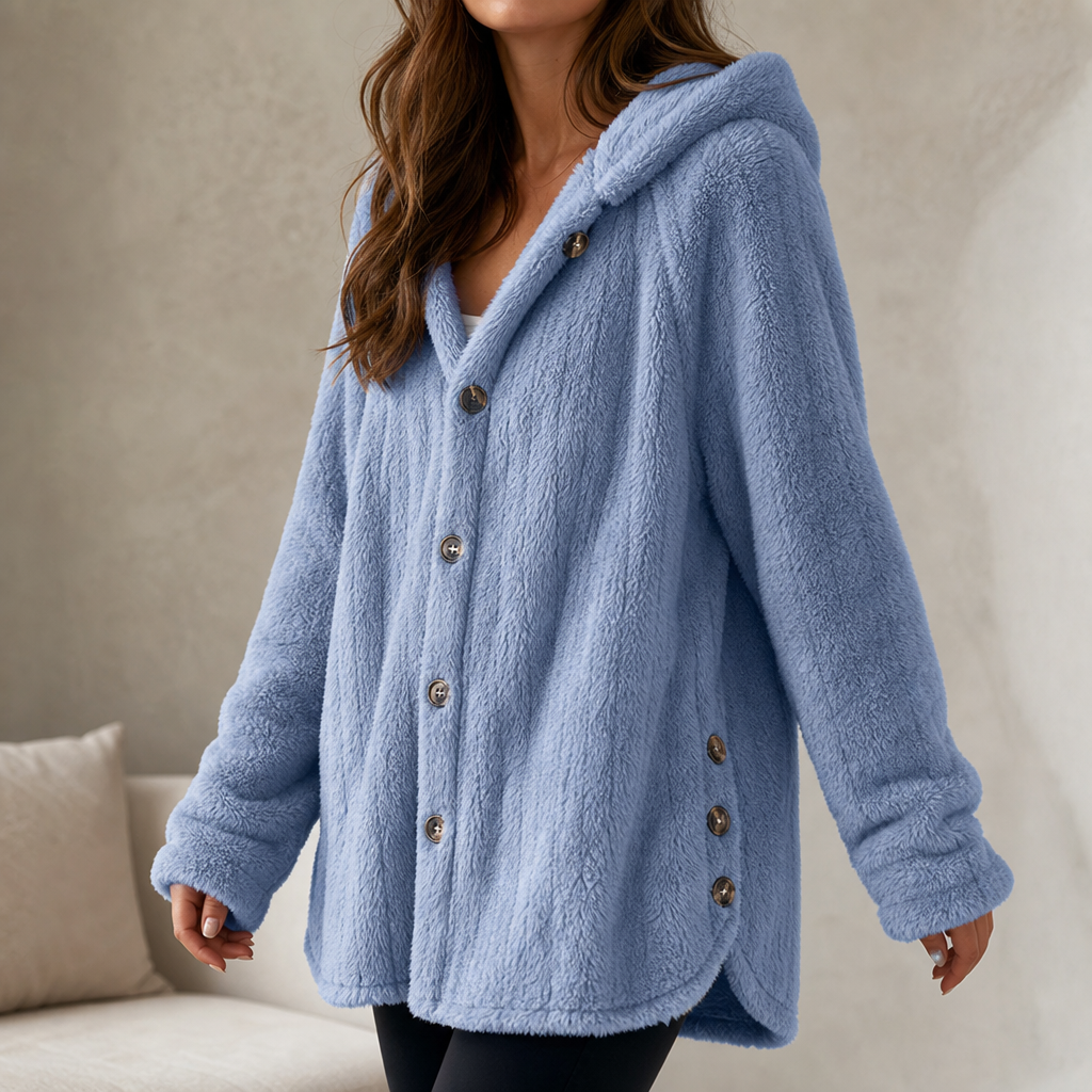 Wearbella – Hooded Button-Up Chunky Knit Cardigan