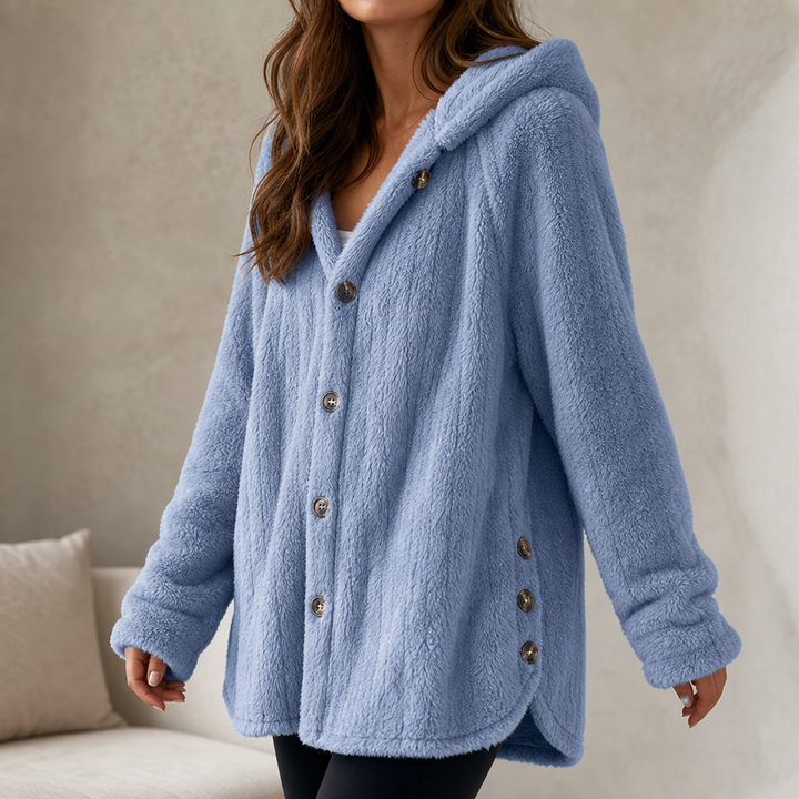 Wearbella – Hooded Button-Up Chunky Knit Cardigan