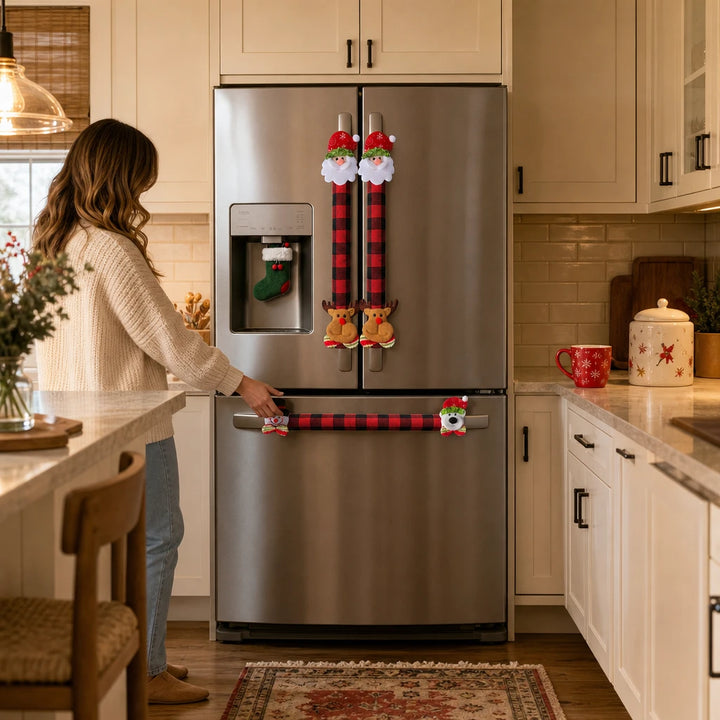 MerryHearth – Buffalo Plaid Christmas Refrigerator Handle Covers