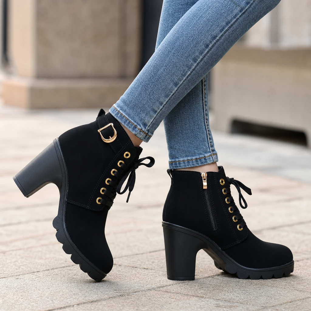Steadē – Platform Sole Chunky Block Heel Ankle Boots