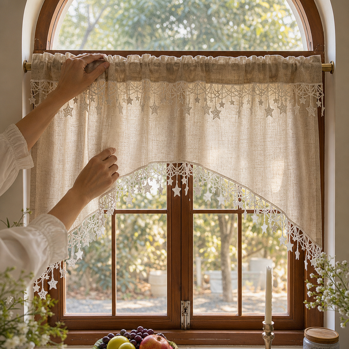 Starhollow – Scalloped Star-Lace Café Curtain