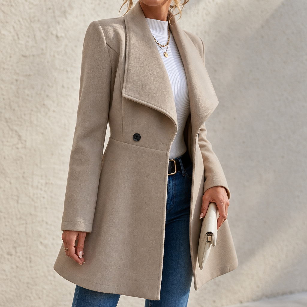 Elowen – Double-Breasted A-Line Tailored Overcoat