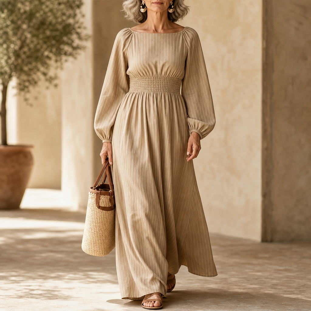 Wovelle – Smocked-Waist Pleated Maxi Dress