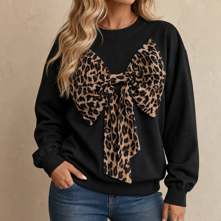 Overa – Leopard-Print Bow Sweatshirt