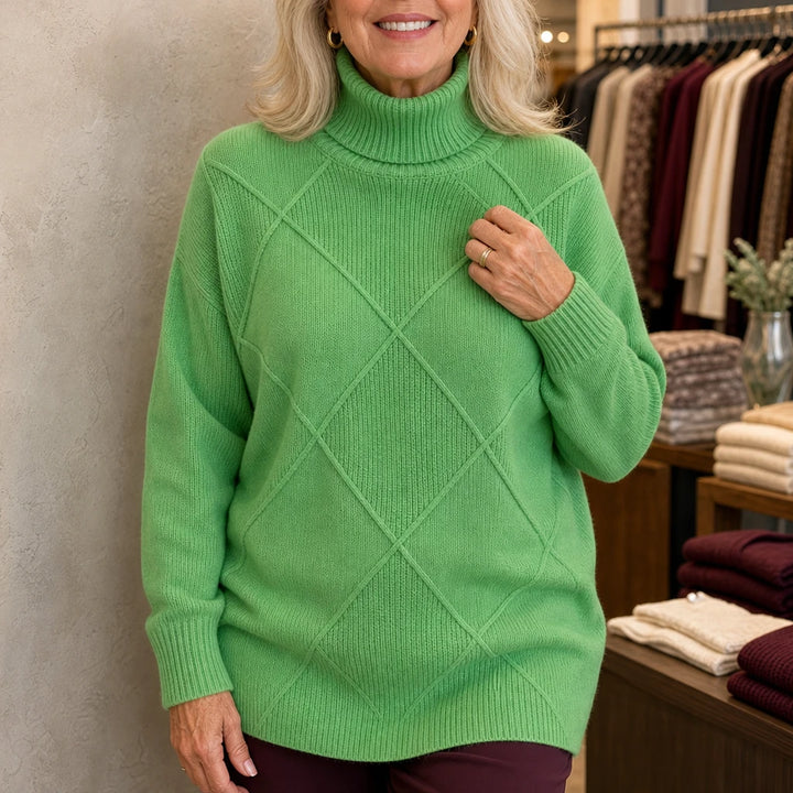 Argylelle – Diamond-Knit Turtleneck Sweater