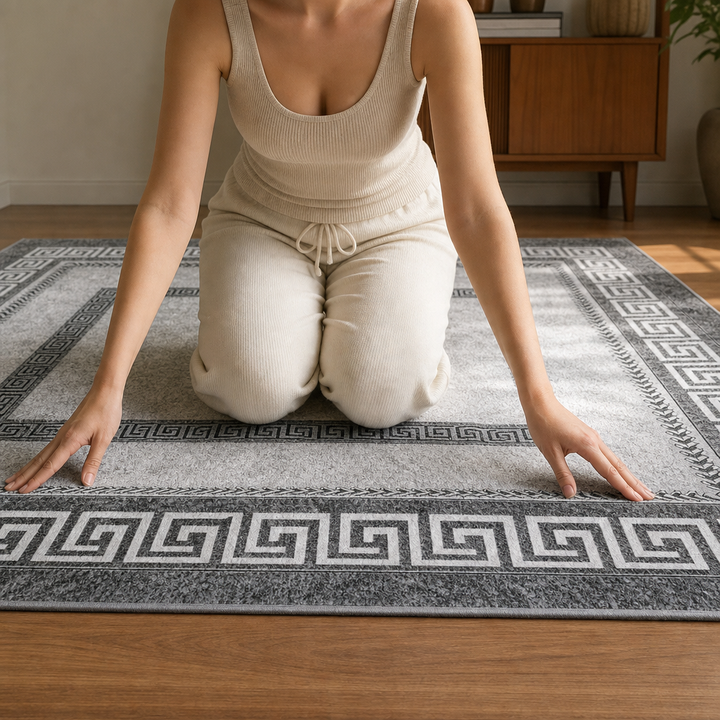 Gripwell – Low-Pile Machine-Washable Greek Key Area Rug