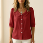 Collara – Retro Peter Pan Collar Button Up Blouse