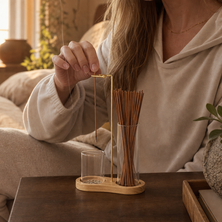 Ashvia – Two-Cup Glass Ash-Catching Incense Holder