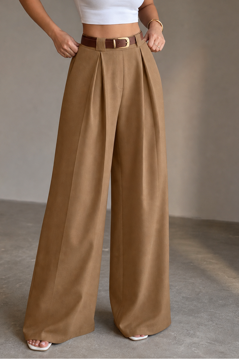 Longline – Deep Pleat Wide-Leg Trousers
