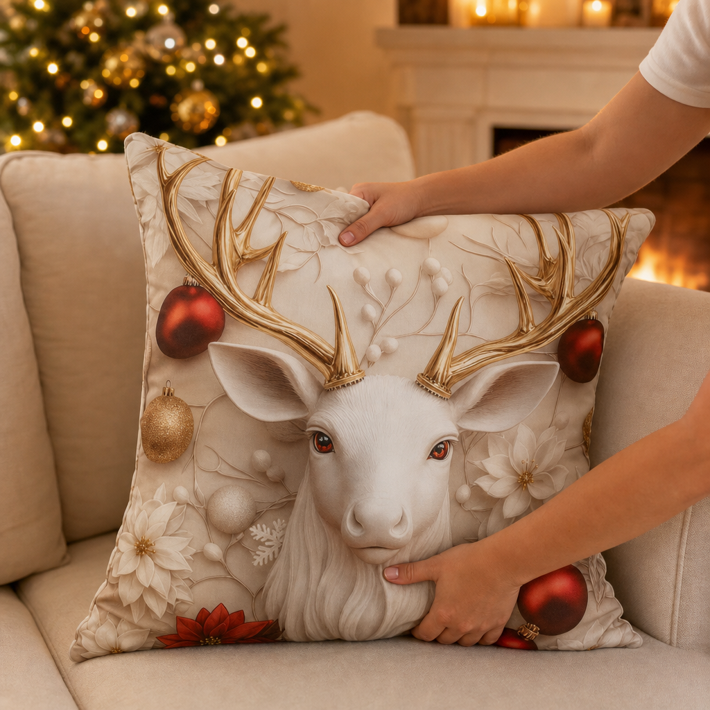 Hearthglow – Textured Linen Christmas Pillow Cover