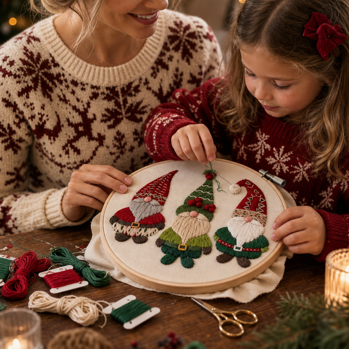 Snowglow – Pre-Printed Snowy Village Embroidery Kit