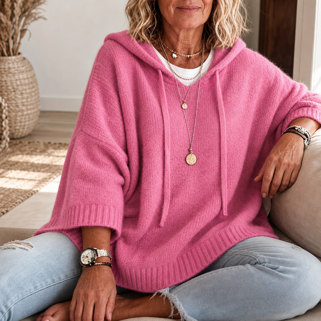 Cozelle – Frayed-Edge Open-Knit Oversized Hoodie