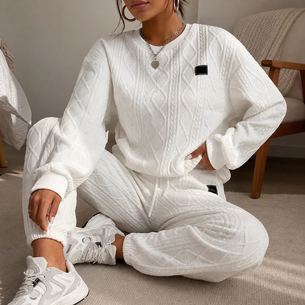 Cablea – Cable-Knit Sweater And Jogger Set