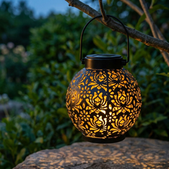Lumivine – Solar Hanging Lantern with Floral Shadow Art