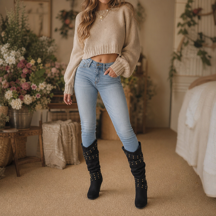 Rivella – Studded Slouch Knee-High Boots