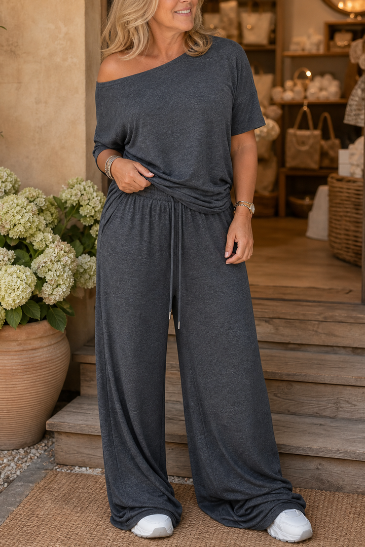 Wearbella – Off-Shoulder Wide-Leg Two-Piece Set
