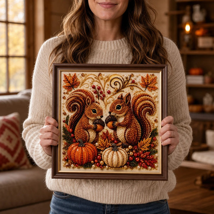 Harvest & Hearth – Pearl Bead Squirrel Diamond Painting Kit