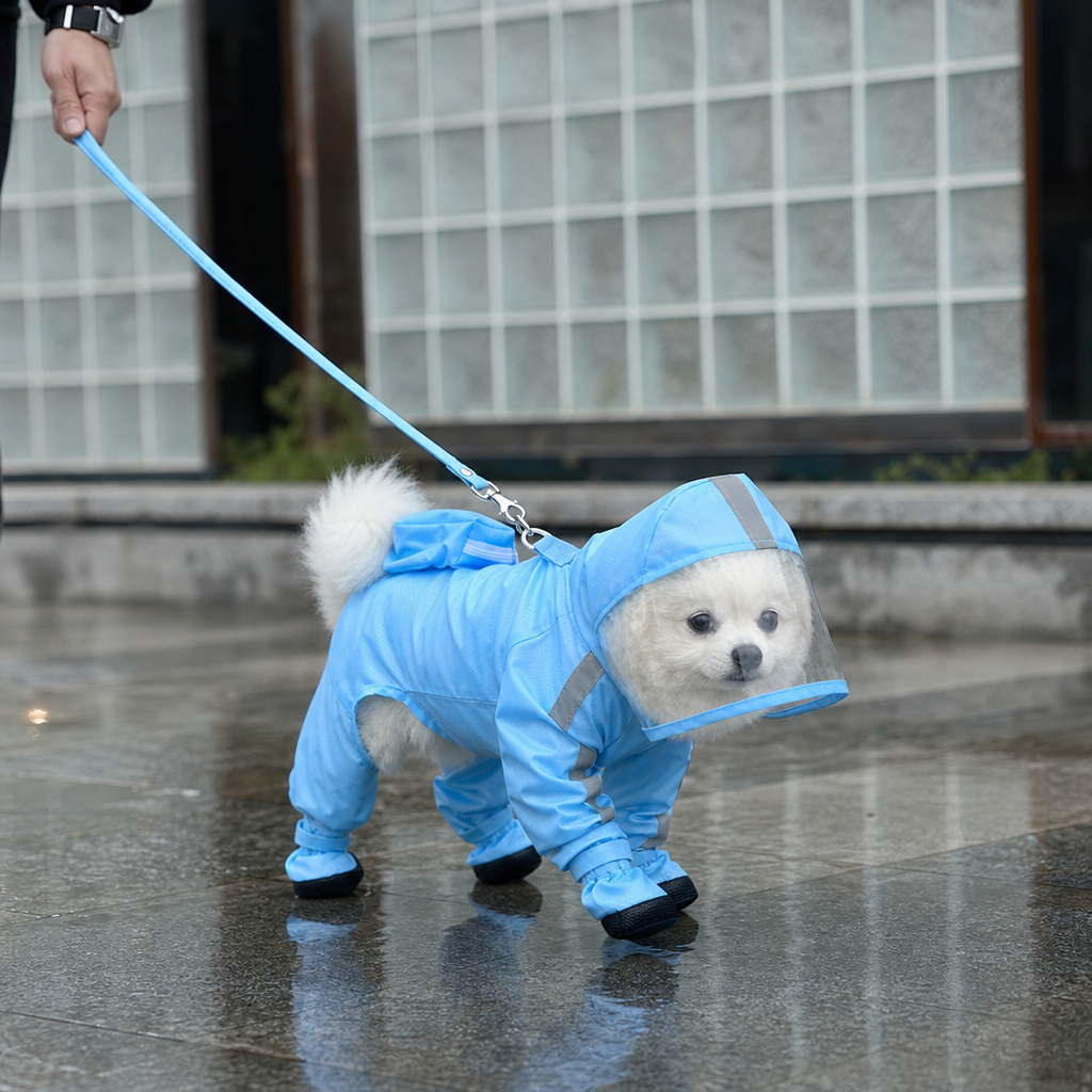 RainPaw – Hooded Four-Leg Dog Rain Suit