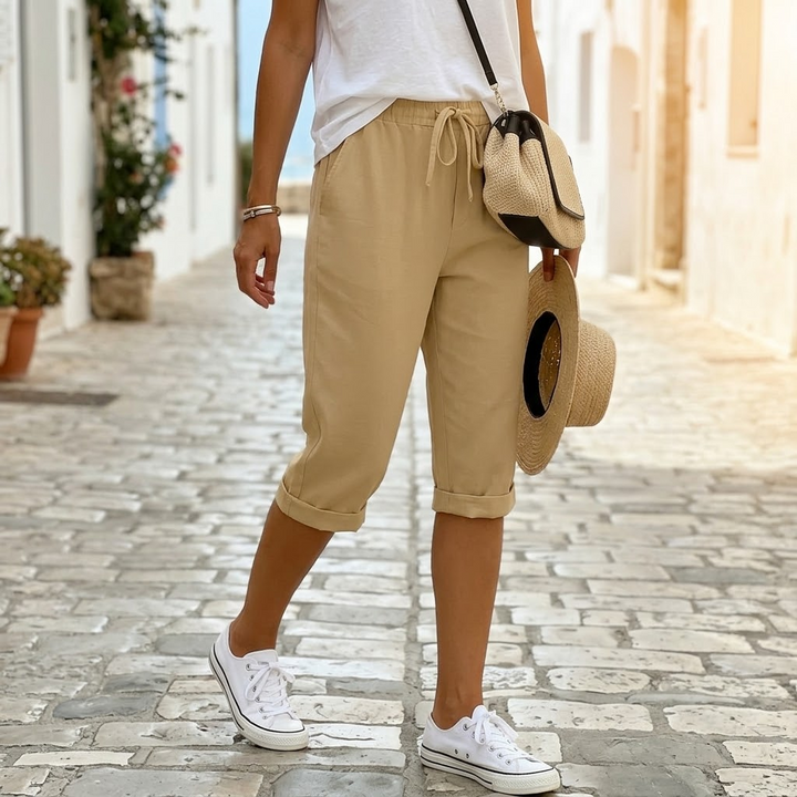 Solenna™ – Cotton-Linen Drawstring Capri