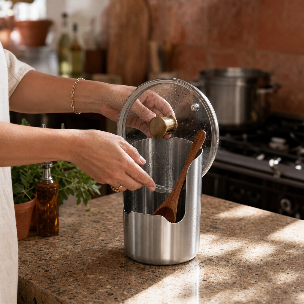 Rackly – Multi-Slot Steel Lid And Utensil Stand