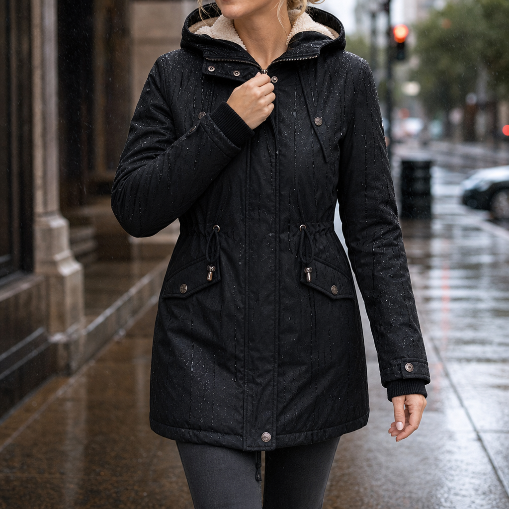 Warmbella – Fleece-Lined Waist-Defining Padded Parka