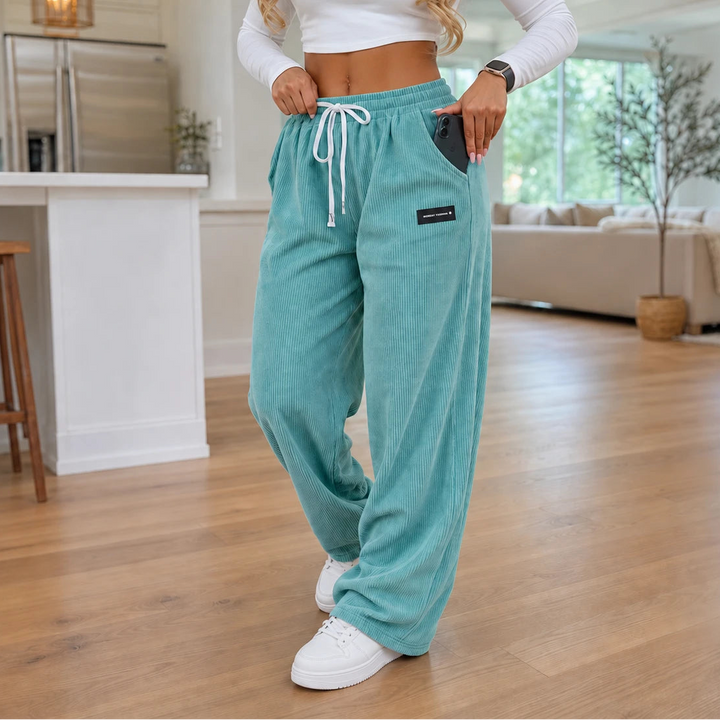 Cordelia – Wide-Leg Corduroy Drawstring Pants