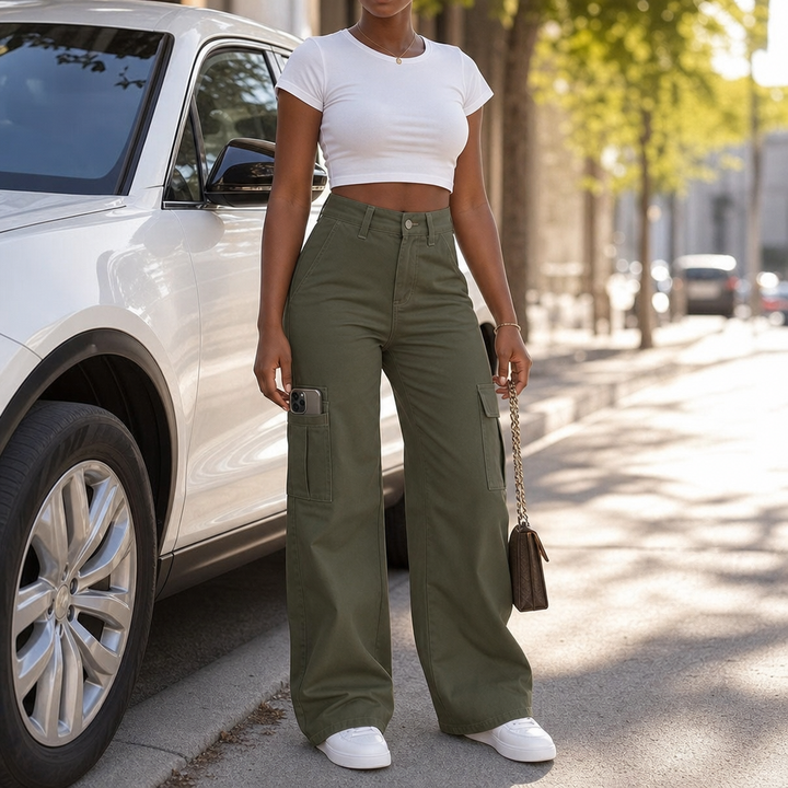Wearbella – High Waist Wide Leg Cargo Pants