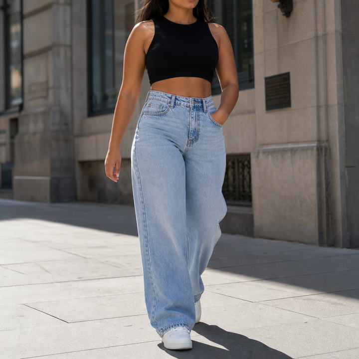 Vela Denim – High-Rise Relaxed Straight-Leg Jeans