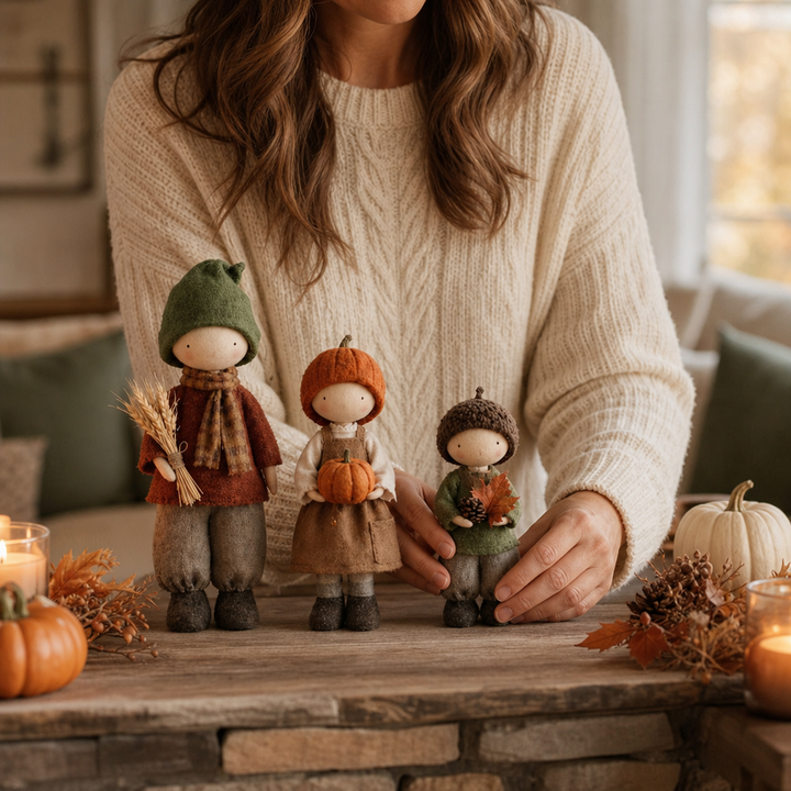 Harvest Hearth – Three-Piece Harvest Doll Figurine Set