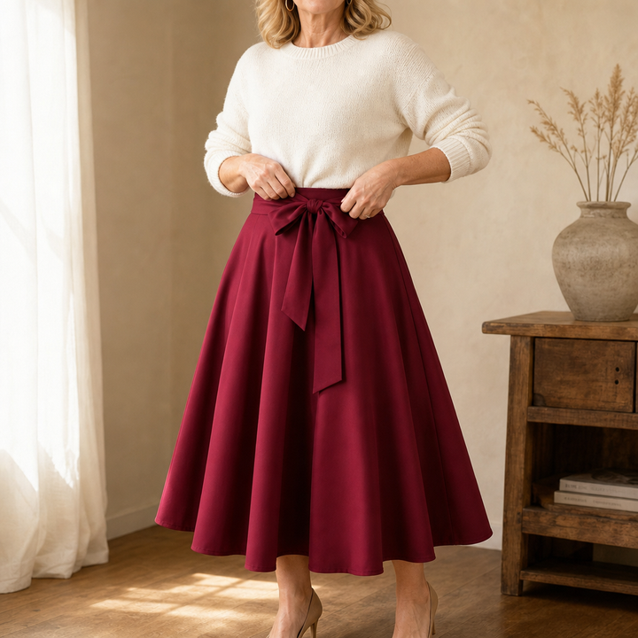 Sashwaist – Self-Tie Pleated High-Waisted Midi Skirt