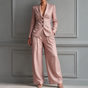 Linelle – Pleated High-Waist Wide-Leg Blazer Suit Set