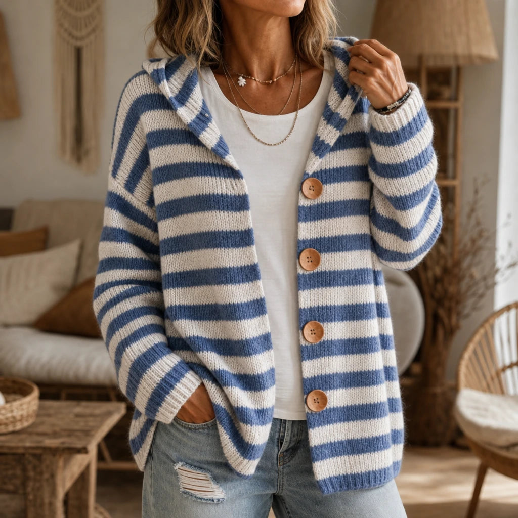 Stripa – Striped Hooded Knit Cardigan