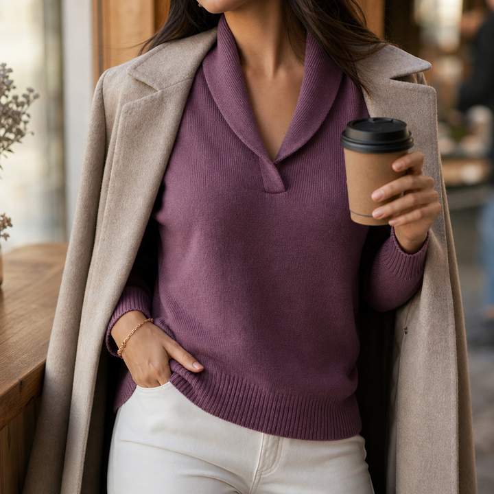 Wrapstead – Shawl Collar Ribbed Knit Pullover Sweater
