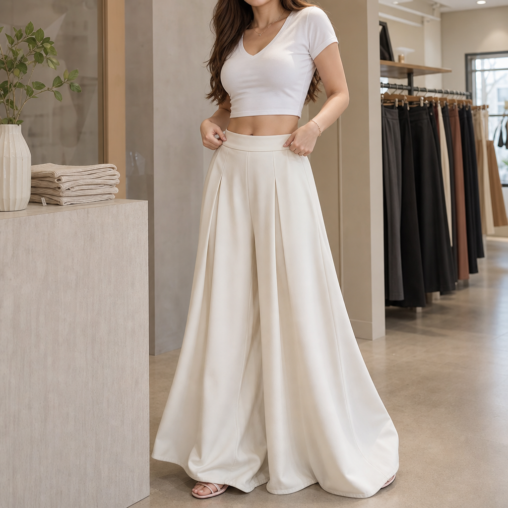 Pleat & Poise – High-Rise Pleated Wide-Leg Trousers