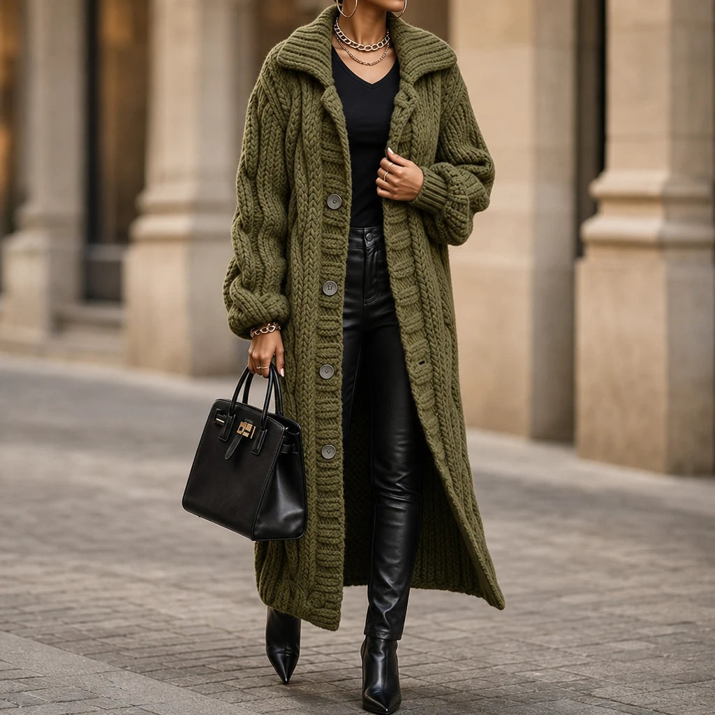 Cablehaven – Oversized Cable-Knit Long Cardigan